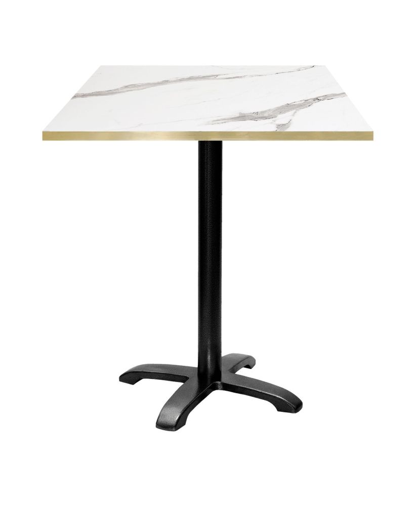 High table 70 x 70 cm - Bazila model white marble with brass edges High table 70 x 70 cm - Bazila model white marble with brass edges