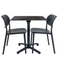 Foldable dark stone table + 2 chairs for terrace