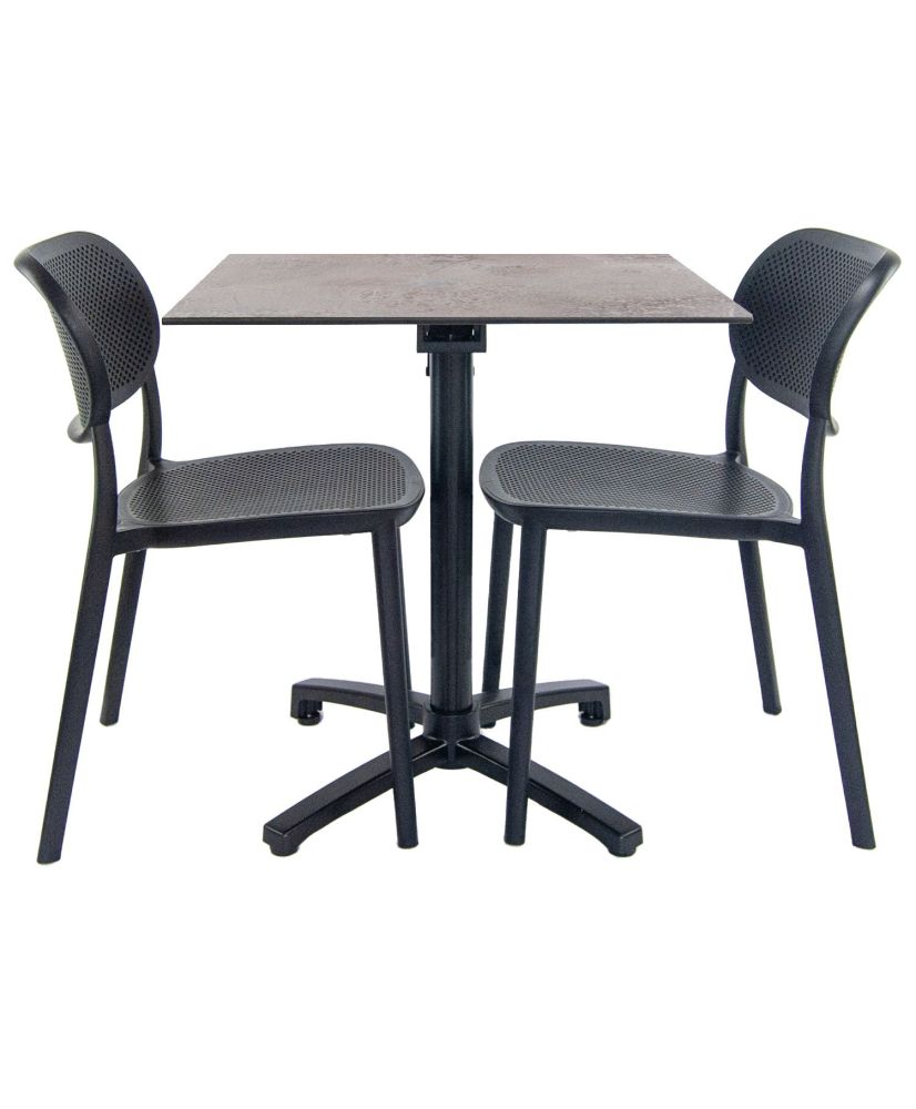 Foldable light stone table + 2 chairs for terrace Foldable light stone table + 2 chairs for terrace