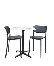 Marbled foldable table height 90 cm + 2 high chairs for terrace