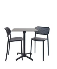 Metal gray foldable table height 90 cm + 2 high chairs for terrace