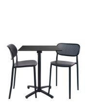 Foldable fire marble table, height 90 cm + 2 high chairs for terrace