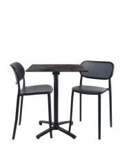 Table pliable pierre foncée hauteur 90 cm + 2 chaises hautes pour terrasse