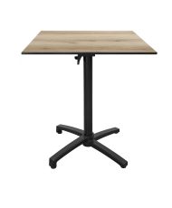 Tischhöhe 90 cm, klappbar für Terrasse in Compact HPL Eichenholzdekor 70 x 70