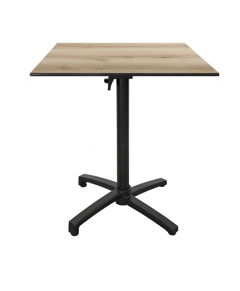 Tischhöhe 90 cm, klappbar für Terrasse in Compact HPL Eichenholzdekor 70 x 70 Tischhöhe 90 cm, klappbar für Terrasse in Compact HPL Eichenholzdekor 70 x 70