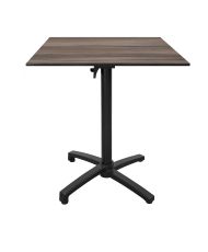 Table height 90 cm, foldable for terrace in Compact HPL dark wood 70 x 70