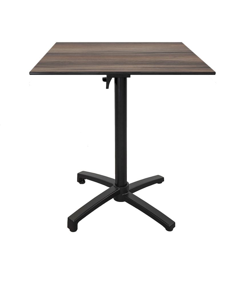 Table height 90 cm, foldable for terrace in Compact HPL dark wood 70 x 70 Table height 90 cm, foldable for terrace in Compact HPL dark wood 70 x 70