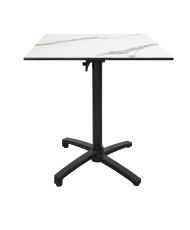 Tischhöhe 90 cm, klappbar für Terrasse in Compact HPL Weißmarmordekor 70 x 70