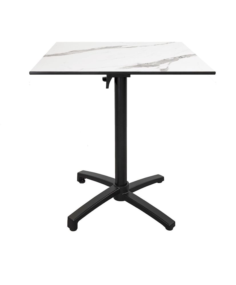 Tischhöhe 90 cm, klappbar für Terrasse in Compact HPL Weißmarmordekor 70 x 70 Tischhöhe 90 cm, klappbar für Terrasse in Compact HPL Weißmarmordekor 70 x 70