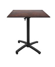 Table height 90 cm, foldable for terrace in Compact HPL rust decor 70 x 70