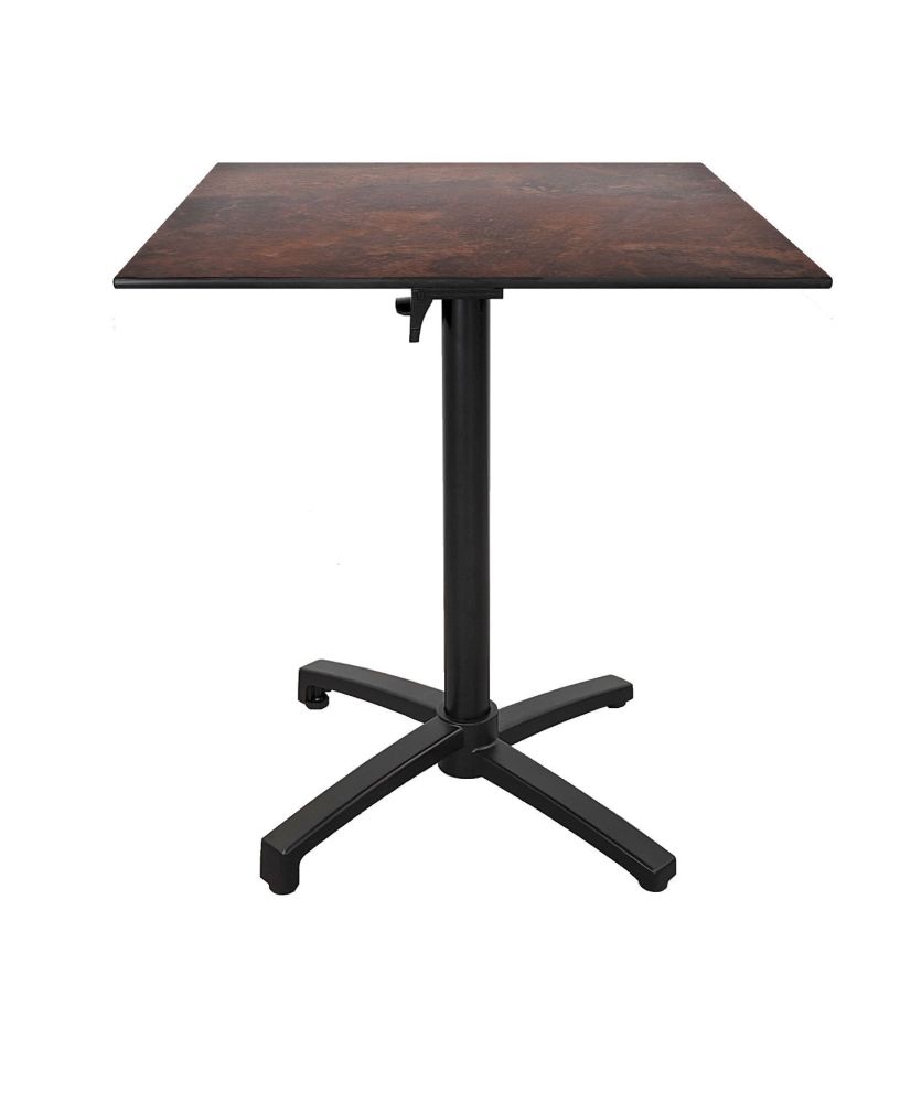 Tischhöhe 90 cm, klappbar für Terrasse in Compact HPL Rostdekor 70 x 70 Tischhöhe 90 cm, klappbar für Terrasse in Compact HPL Rostdekor 70 x 70