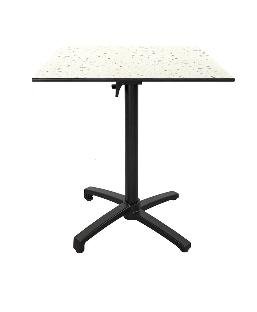Tischhöhe 90 cm, klappbar für Terrasse im Compact HPL Terrazzo-Dekor 70 x 70 Tischhöhe 90 cm, klappbar für Terrasse im Compact HPL Terrazzo-Dekor 70 x 70