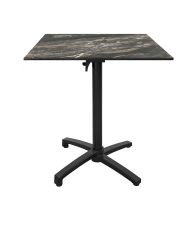 Tavolo altezza 90 cm, pieghevole per terrazzo in Compact HPL decoro marmorizzato 70 x 70