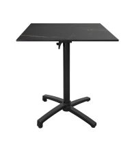 Mesa altura 90 cm, plegable para terraza en Compact HPL decoración mármol fuego 70 x 70