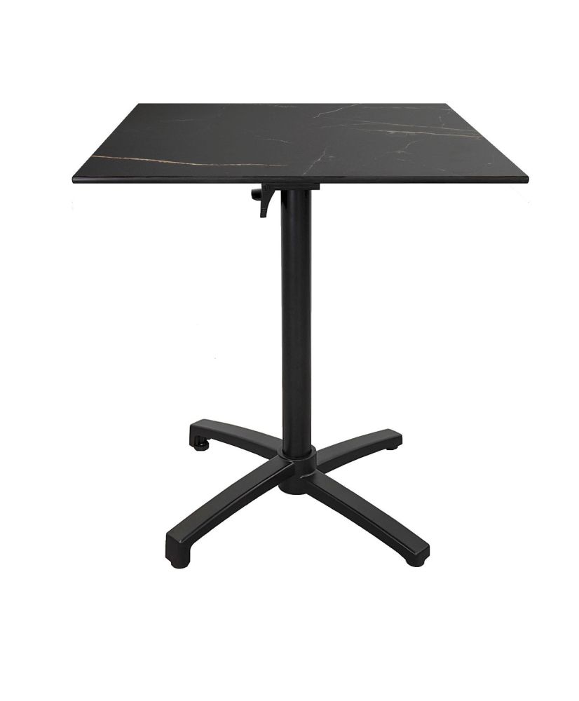 Table height 90 cm, foldable for terrace in Compact HPL fire marble decor 70 x 70 Table height 90 cm, foldable for terrace in Compact HPL fire marble decor 70 x 70