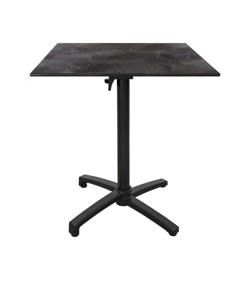 Table hauteur 90 cm, pliable pour terrasse en Compact HPL décor dark 70 x 70 Table hauteur 90 cm, pliable pour terrasse en Compact HPL décor dark 70 x 70