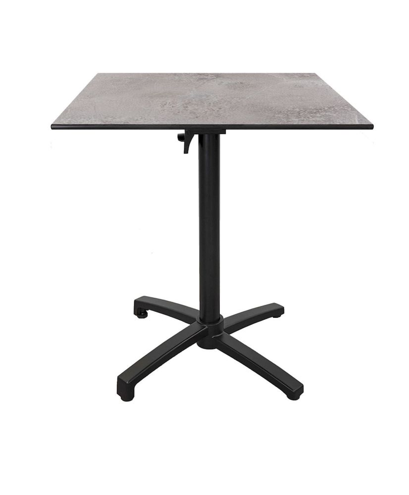 Table height 90 cm, foldable for terrace in Compact HPL stone gray decor 70 x 70 Table height 90 cm, foldable for terrace in Compact HPL stone gray decor 70 x 70