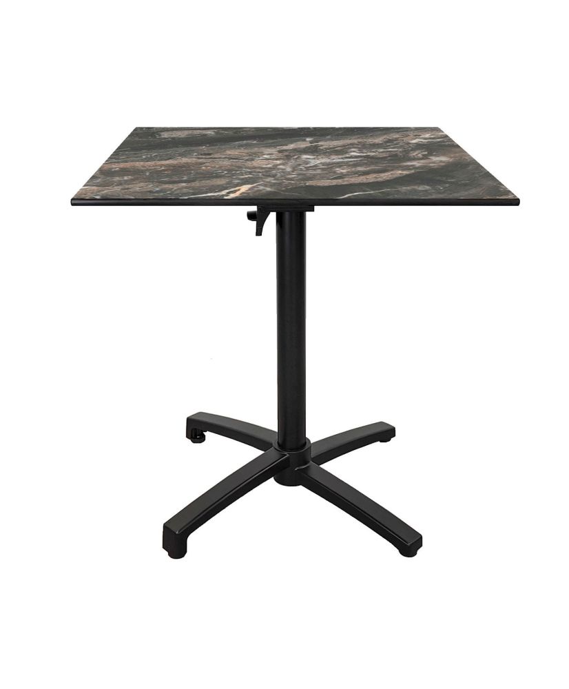 Foldable terrace table in Compact HPL marbled decor 70 x 70 Foldable terrace table in Compact HPL marbled decor 70 x 70