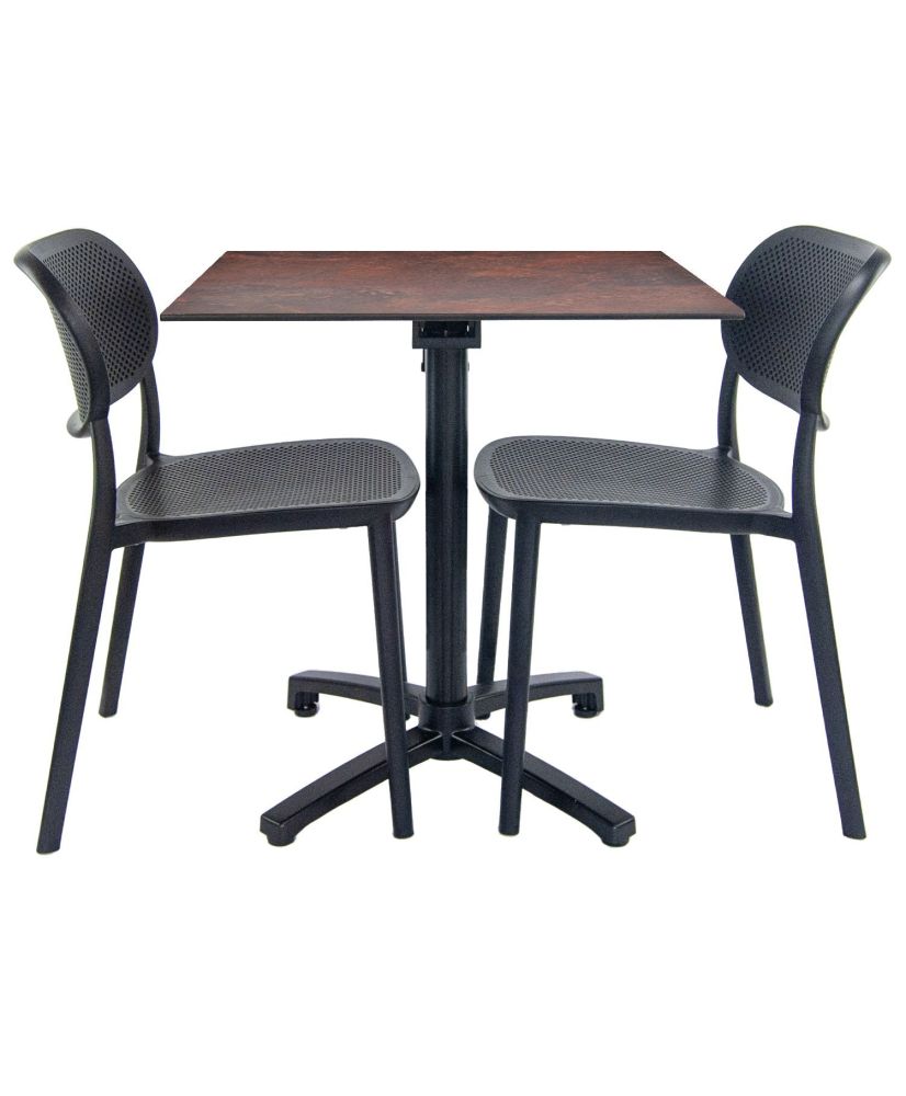Rust foldable table + 2 chairs for terrace Rust foldable table + 2 chairs for terrace