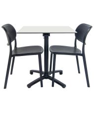White foldable table + 2 chairs for terrace