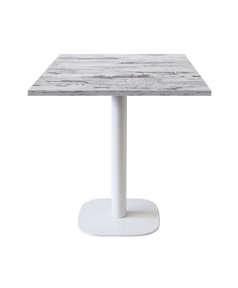Tisch 70 x 70 cm – rundes Modell, weißes Bein aus isländischer Eiche Tisch 70 x 70 cm – rundes Modell, weißes Bein aus isländischer Eiche