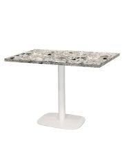 Tisch 120 x 70 cm – rundes Cepp-Bein aus weißem Terrazzo