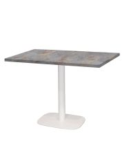 Tisch 120 x 70 cm – runder weißer rostgrauer Fuß