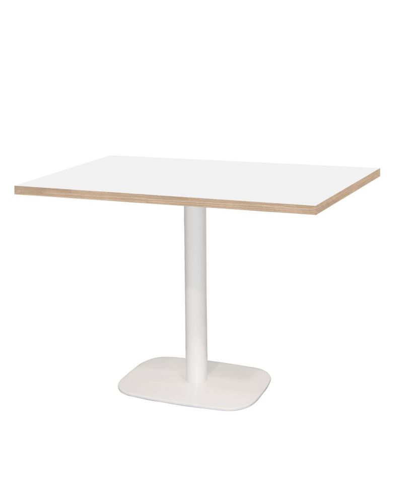 Table 120 x 70 cm - Round white base with white wood edges Table 120 x 70 cm - Round white base with white wood edges