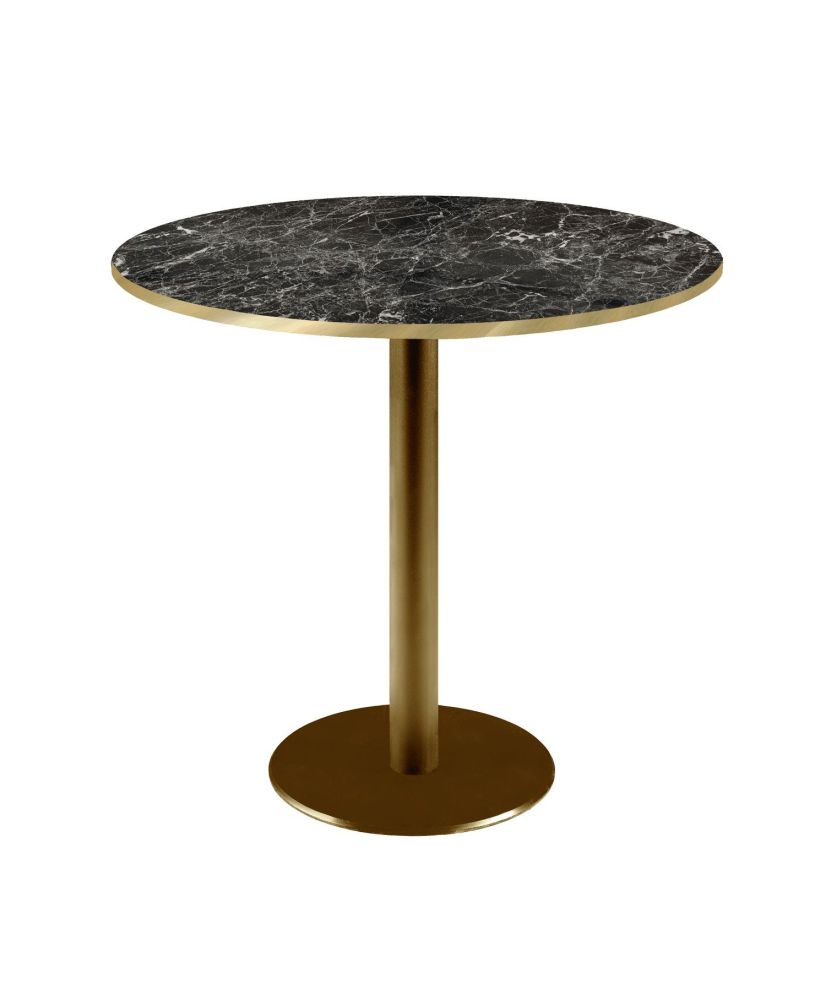 Runder Tisch Ø 70 cm Rom Bistro aus glänzendem schwarzem Marmor Runder Tisch Ø 70 cm Rom Bistro aus glänzendem schwarzem Marmor