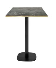 Bar table 60 x 60 cm - Round model, metallic stone with brass edges