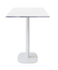 Mange-debout 60 x 60 cm - modèle Round pied blanc blanc chants inox