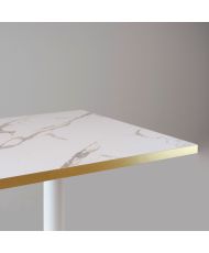 Table 120 x 70 cm - Round marbre blanc chants laiton