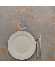 Tisch 120 x 70 cm – runder weißer rostgrauer Fuß