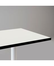 Table 120 x 70 cm - Round pied blanc blanc chants noir