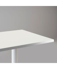 Table 120 x 70 cm - Round pied blanc blanc chants inox