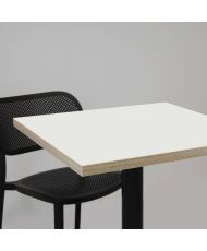 Table 70 x 70 cm - modèle Rome blanc avec chants bois