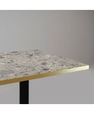 Table 70 x 70 cm - modèle Round terrazzo cepp chants laiton