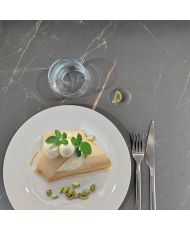Tavolo altezza 90 cm, pieghevole per terrazzo in Compact HPL decoro marmo fuoco 70 x 70