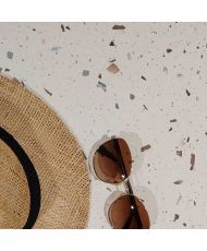 Table height 90 cm, foldable for terrace in Compact HPL terrazzo decor 70 x 70
