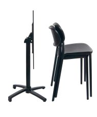 Foldable rust table, height 90 cm + 2 high chairs for terrace