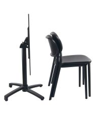 Foldable table with pebble decor + 2 chairs for terrace