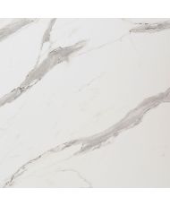 High table 70 x 70 cm - Round white marble model with brass edges