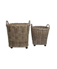 Collection HSM-Mandenset de bois de chauffage S/2-ø60x60 / ø50x50-Gris-Koboo