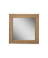 Miroir carré en rotin et teck 80 x 3 x 80