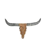 Collection HSM - Tête de buffle décorative - 70-80x6-8x50-60 - Marron / Gris - Teck