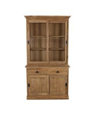 Buffet à 4 portes 2 tiroirs en teck et verre 120 x 50 x 215