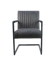 Collection de HSM - Chaise de salle à manger Texas avec accoudoir - 55x50x85 - Graphite/Gris - Cuir/Métal