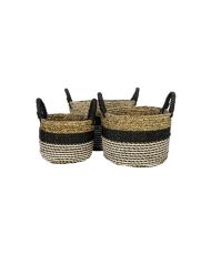 Collection HSM-Mandenset Malibu S/3-ø40x30-Noir/Naturel-Rafia/Seagrass