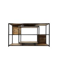 Étagère ouverte métal noir et teck 150 x 35 x 90