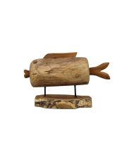 Collection HSM - Poisson décoratif sur pied - 47x15x30 - Naturel - Teck